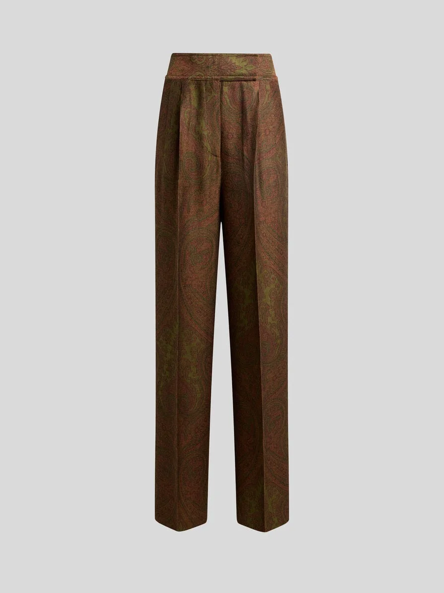 WOOL-BLEND JACQUARD TROUSERS WITH PAISLEY MOTIF - 1