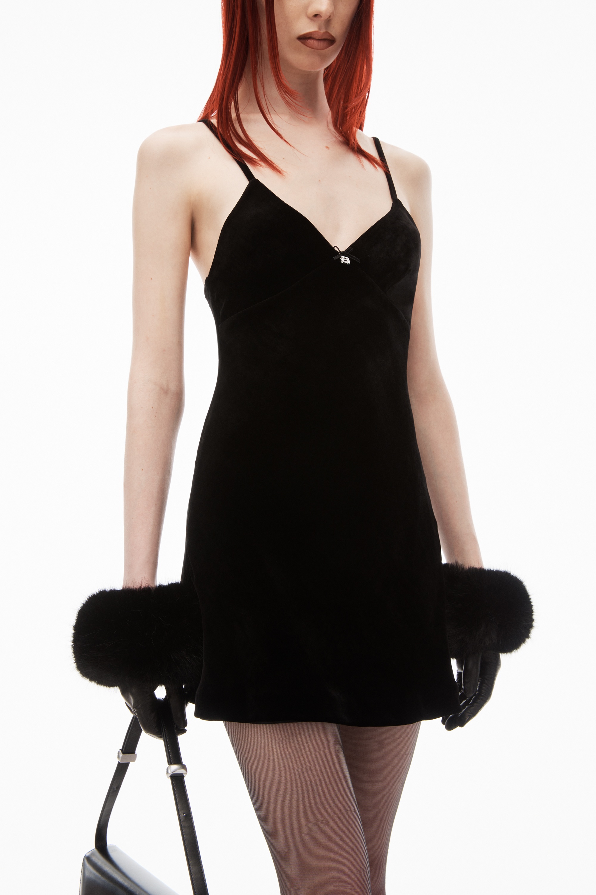 crystal charm slip dress in plush velvet - 3