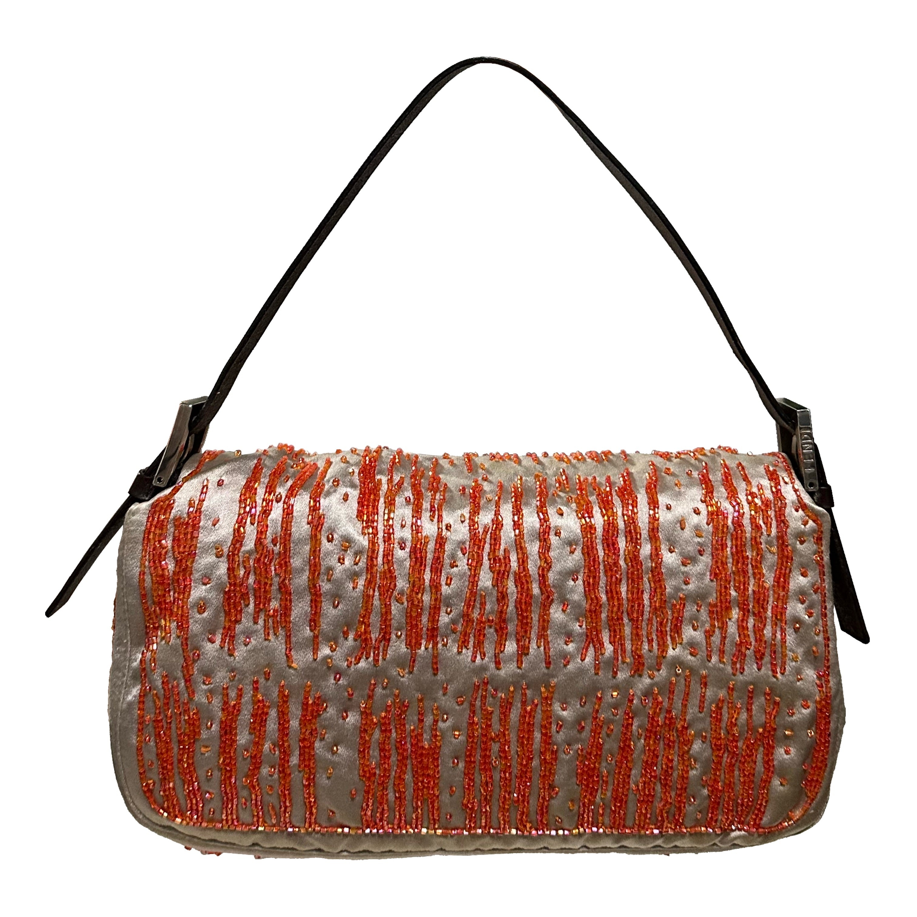 FENDI Fall Winter 1999 Silk Beaded Python Leather Baguette Bag - 2