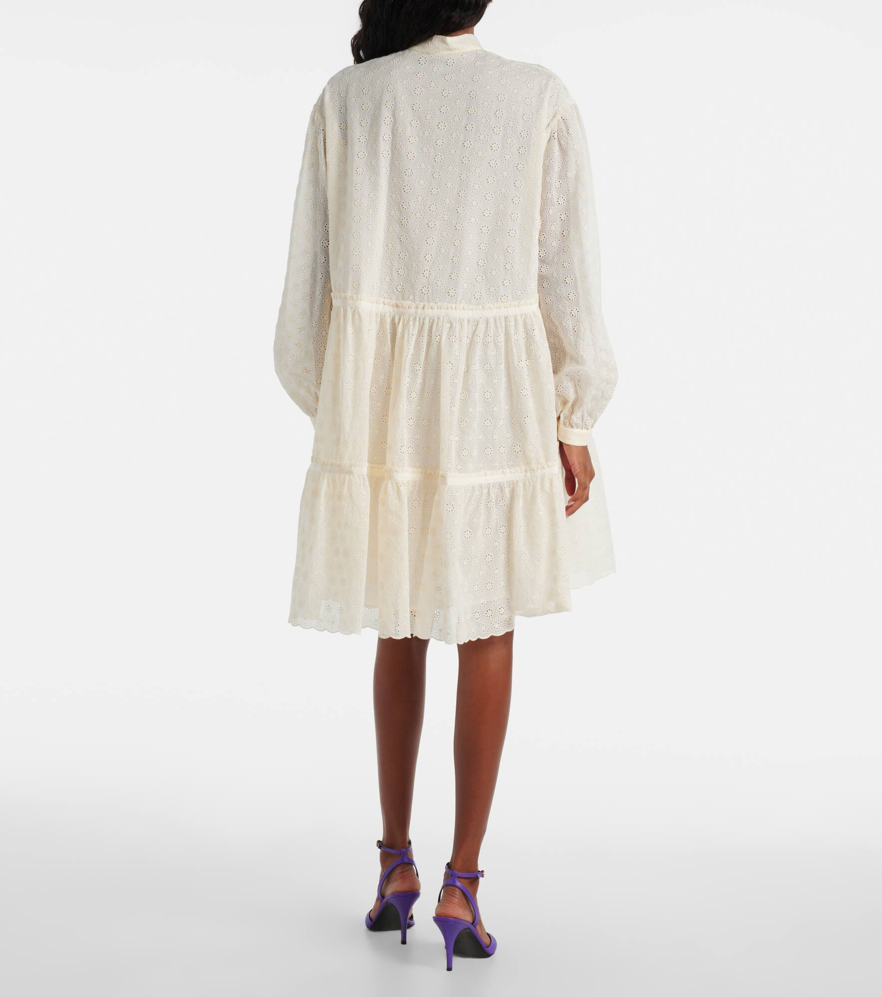 Broderie anglaise cotton shirt dress - 3