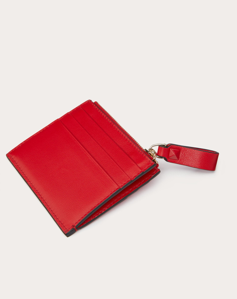 ROCKSTUD CALFSKIN CARDHOLDER WITH ZIPPER 3