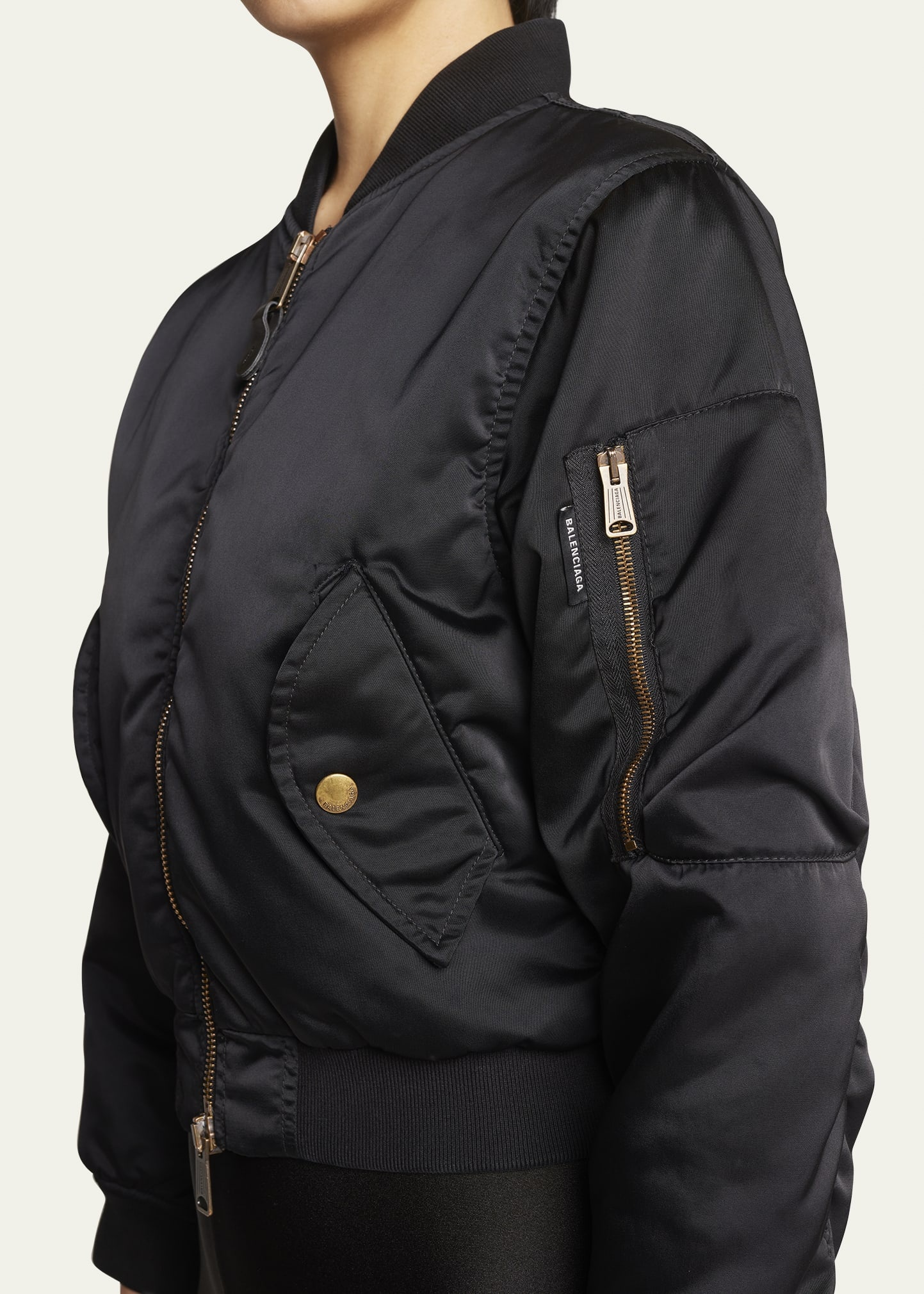 BALENCIAGA Shrunk Zip-Up Bomber Jacket | bergdorfgoodman