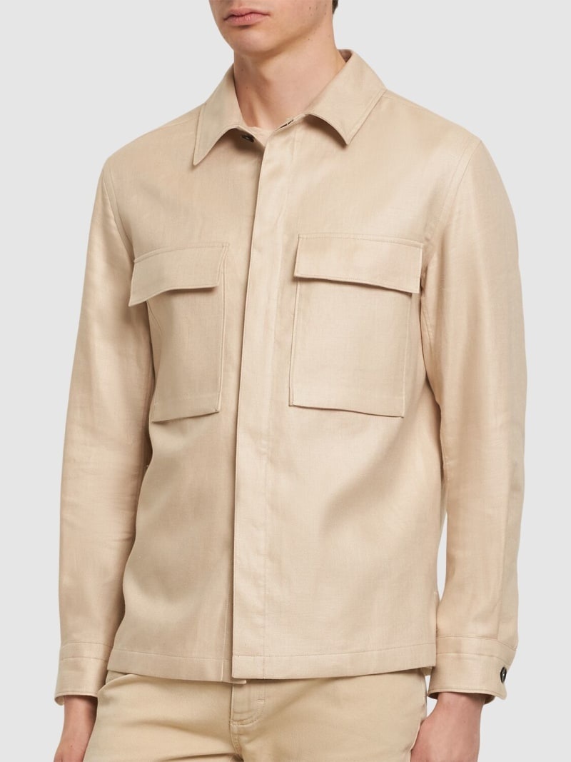 Oasi long sleeves linen overshirt - 3