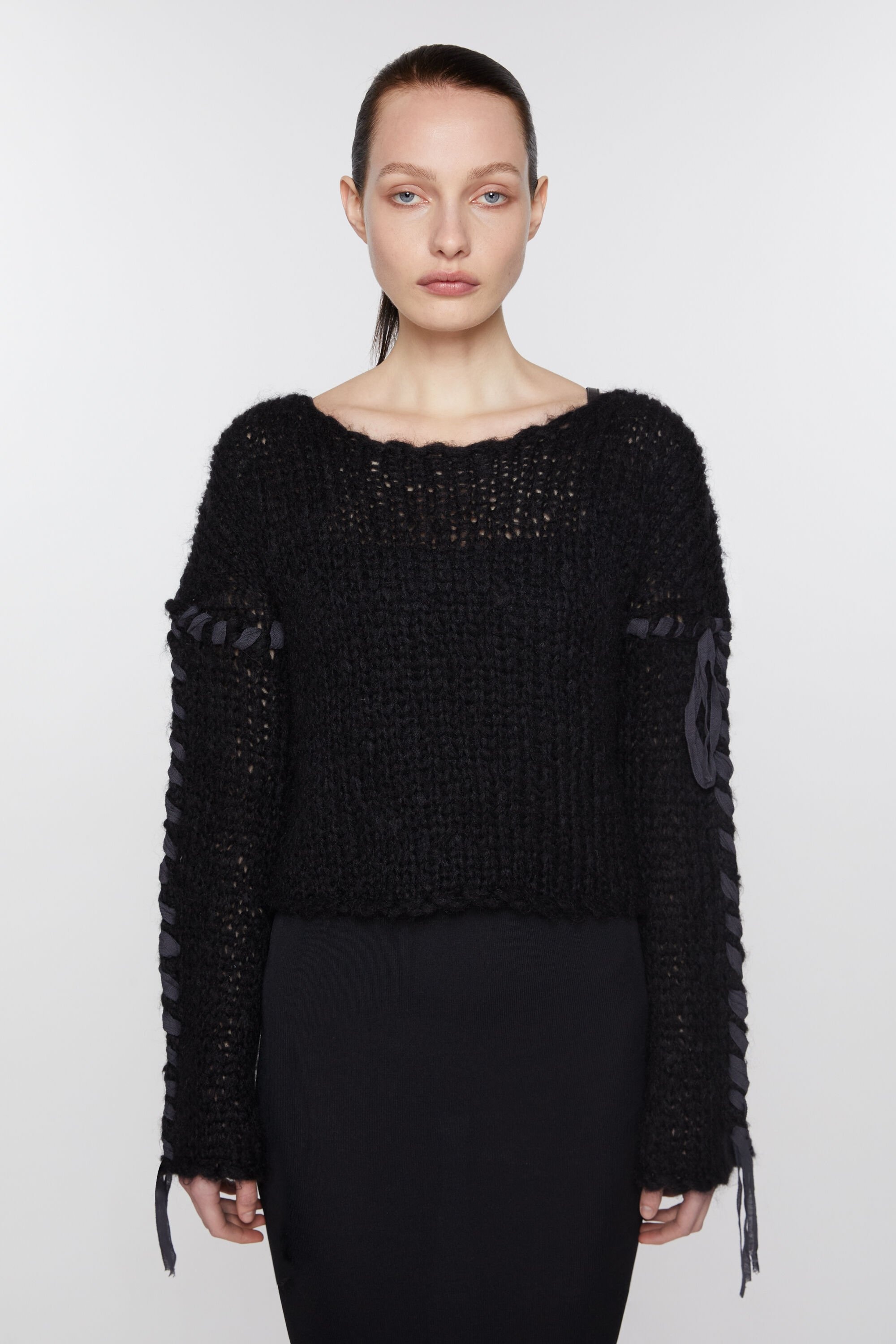 Lacing knit jumper - Black - 2