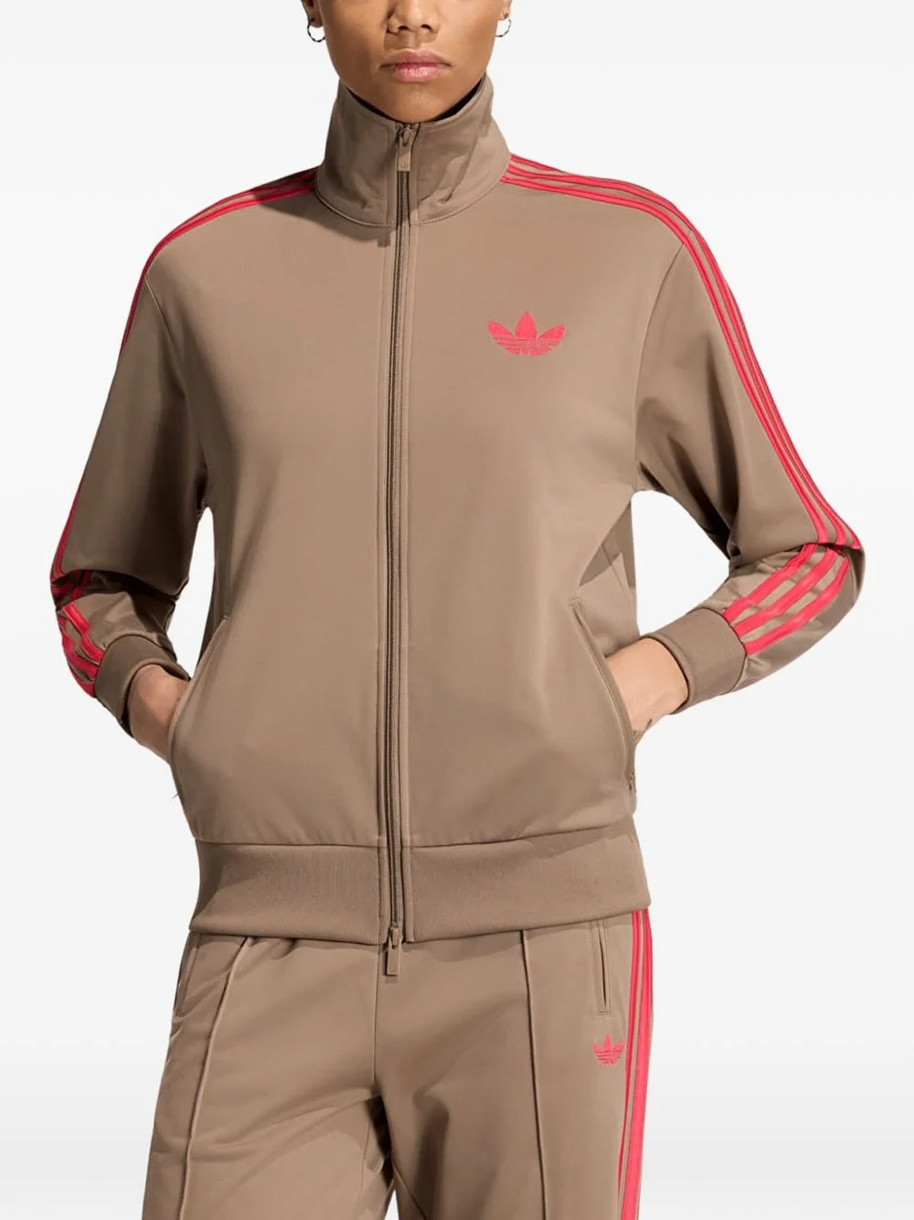 logo-embroidered striped track jacket - 1
