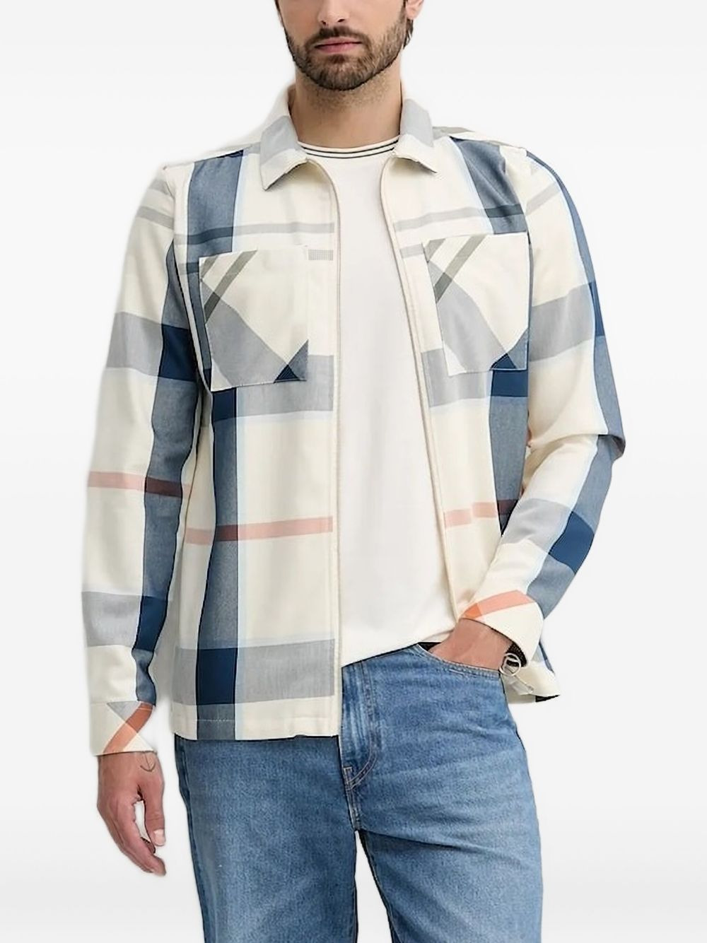 checked zip-front shirt - 1