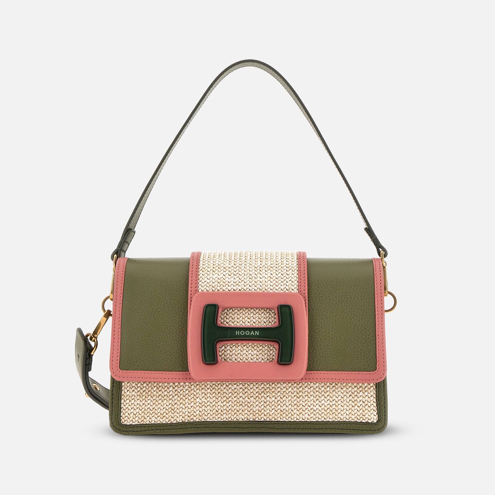 Hogan H-Bag Crossbody Bag Beige Pink Green - 1