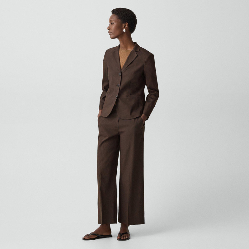 Theory Shrunken Three-Button Blazer in Good Linen outlook