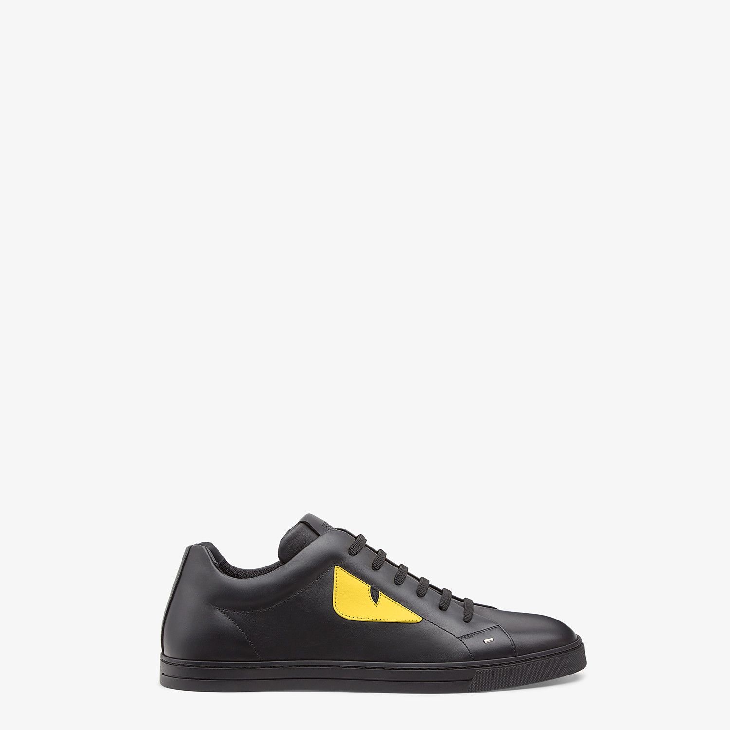 Black and yellow leather low-tops - 1