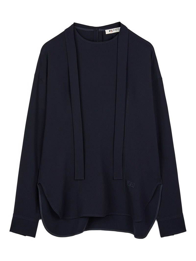 tie-neck curved-hem blouse 1