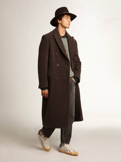 Golden Goose Men's double-breasted coat in licorice-colored bouclé wool outlook