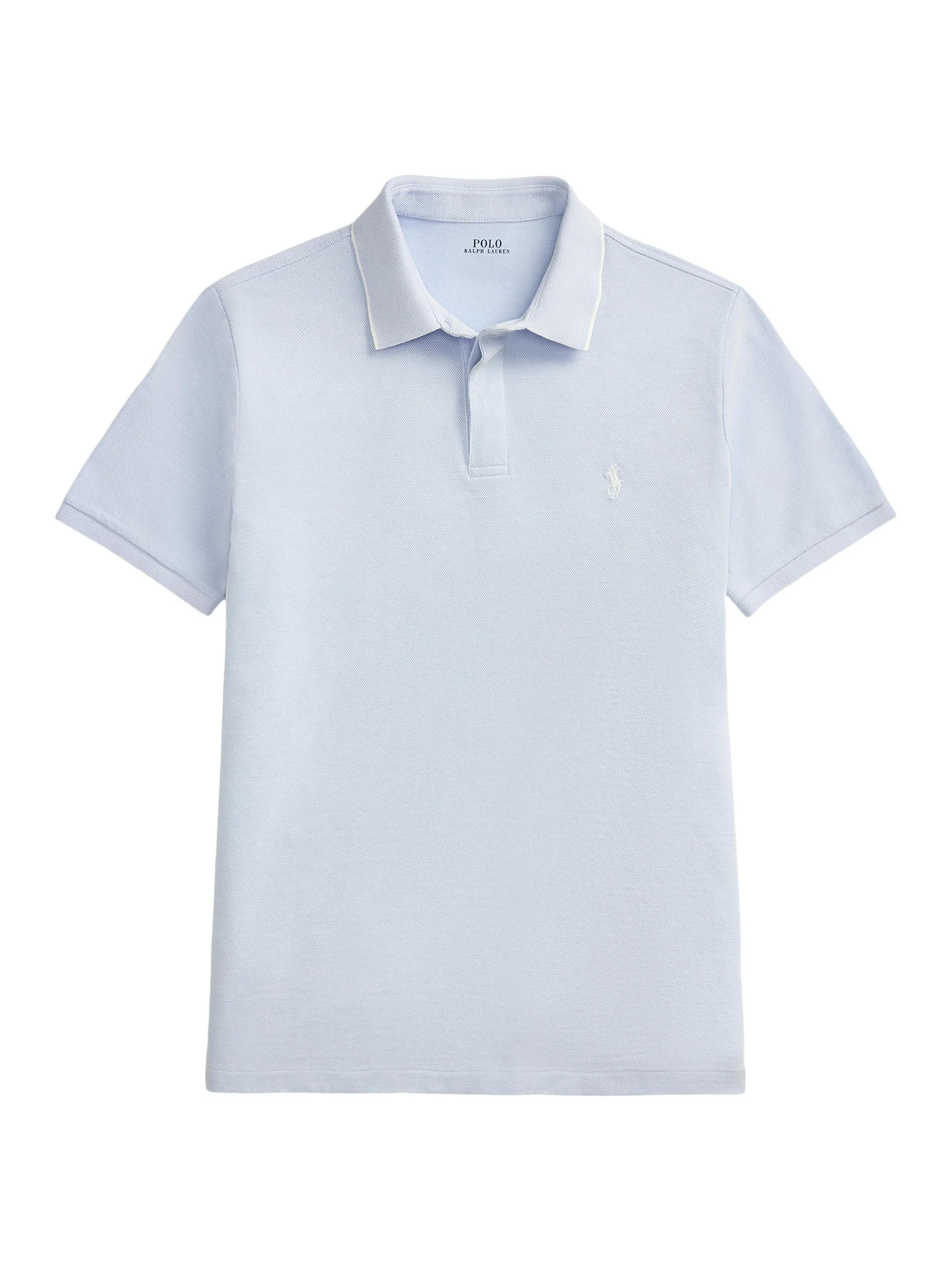 Men's Oxford Mesh Stretch Cotton Polo Shirt - Office Blue White - 1