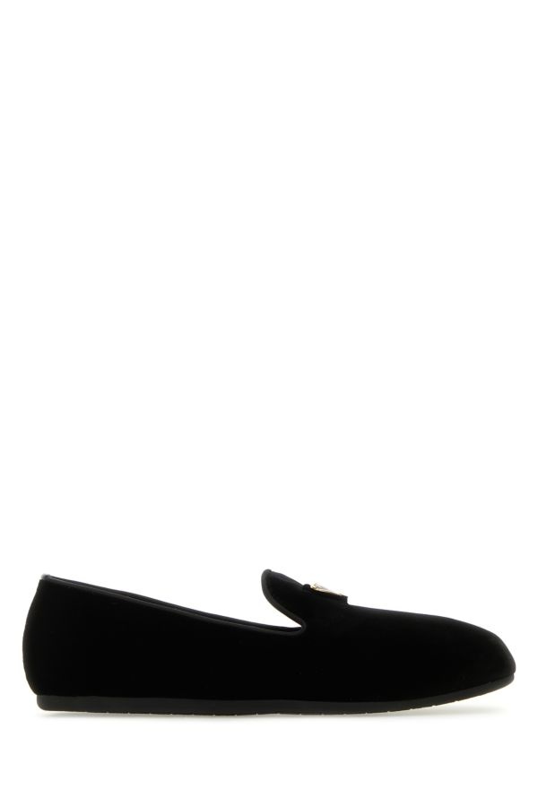 Prada Woman Black Velvet Loafers - 1