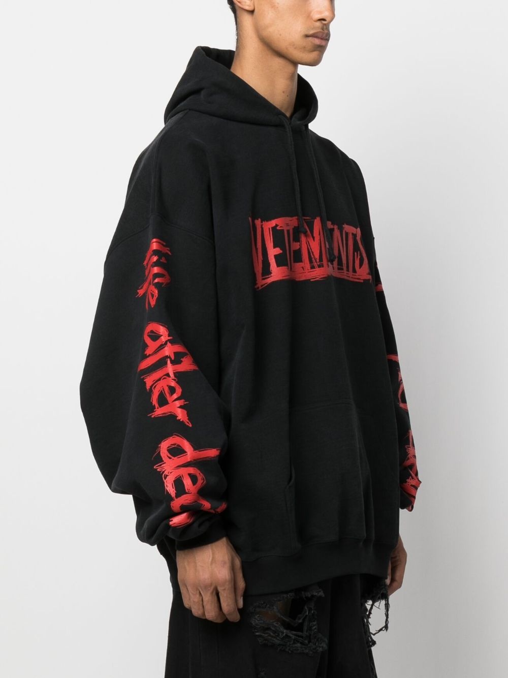 logo-print cotton hoodie - 4