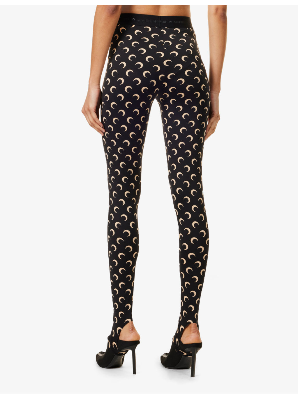Moon-print stirrup-cuff recycled stretch-jersey leggings - 4