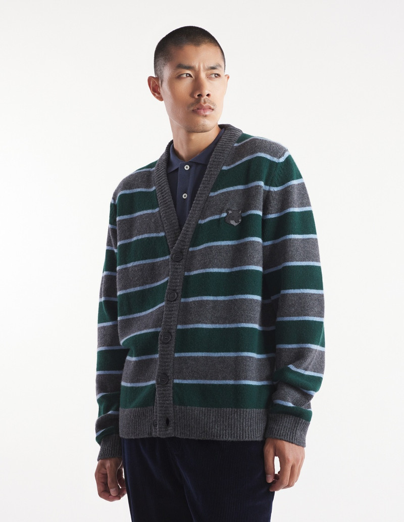 BOLD FOX HEAD PATCH STRIPED CARDIGAN 3