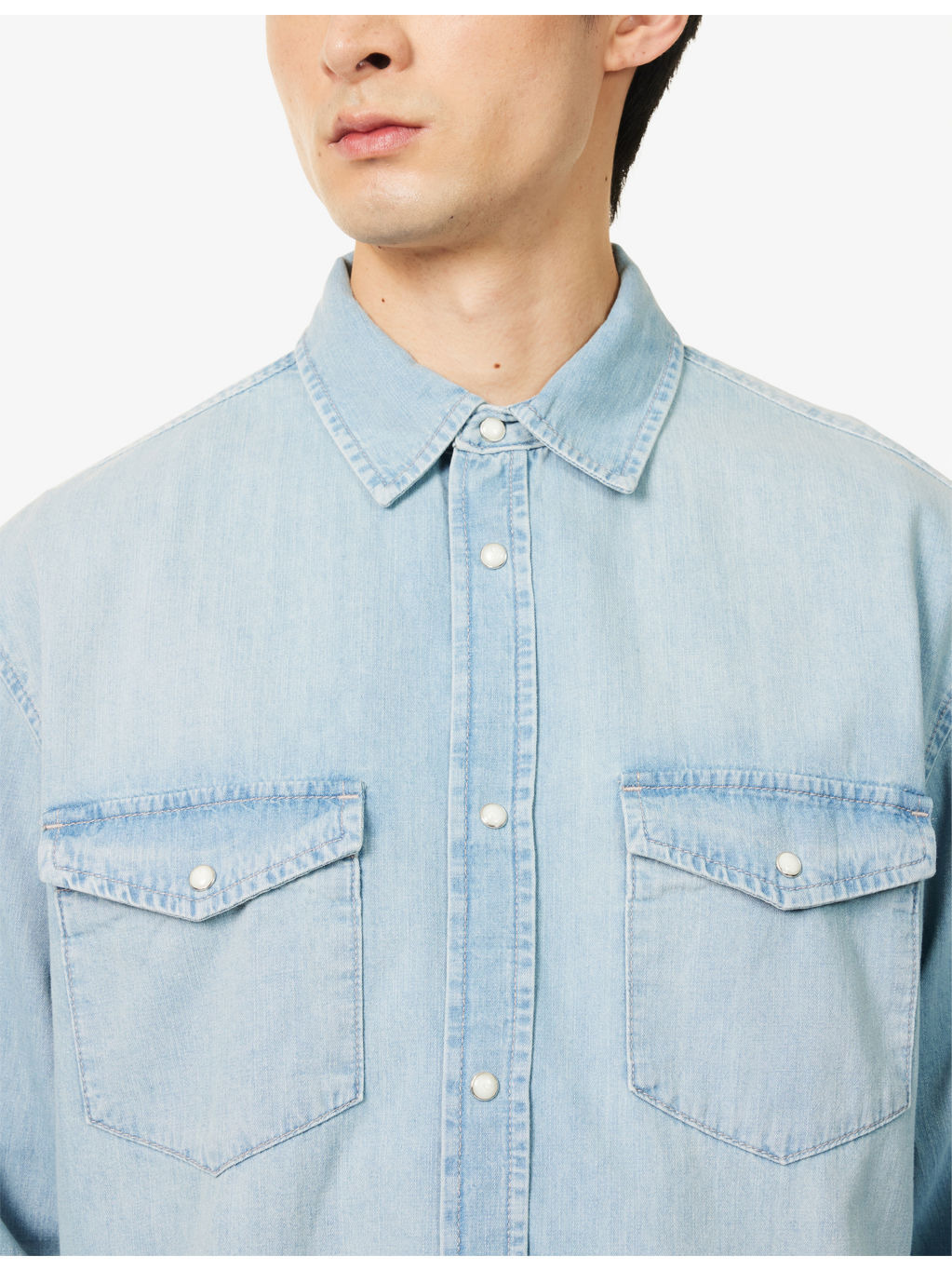 Modern Western Patch-Pocket Denim Shirt - 5