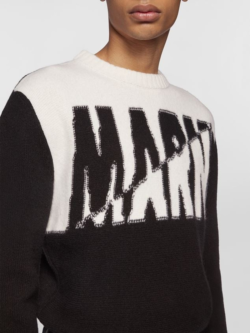 MERINO WOOL JERSEY SWEATER WITH MARNI JACQUARD LOGO 4