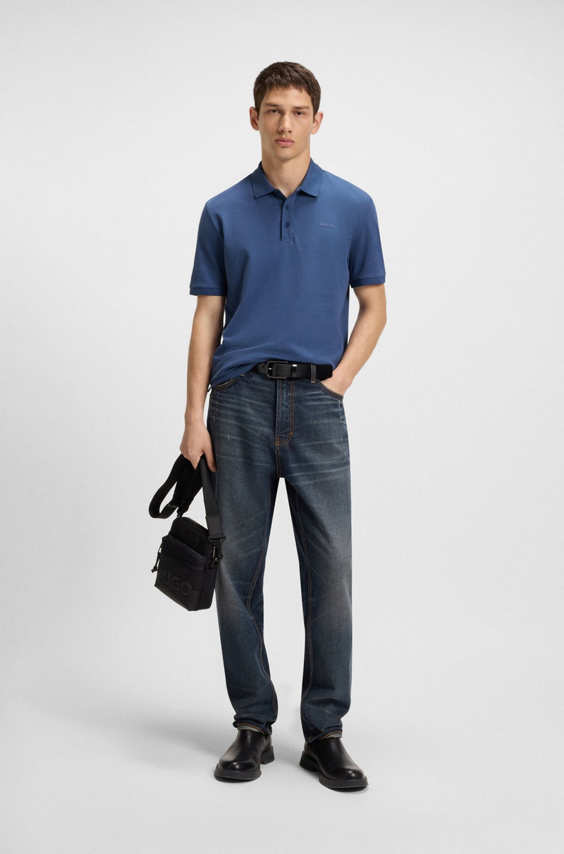 HUGO COTTON-PIQUÉ POLO SHIRT WITH ALL-OVER PRINT outlook