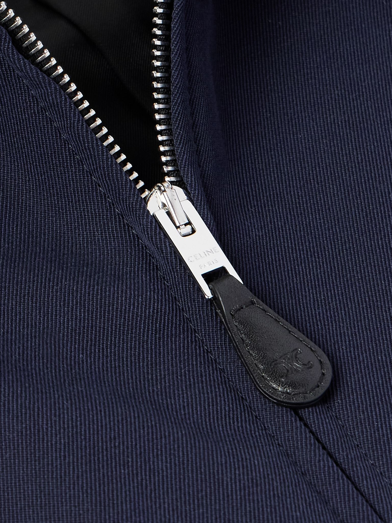 Logo-Embroidered Wool and Cotton-Blend Gabardine Blouson Jacket Navy - 4