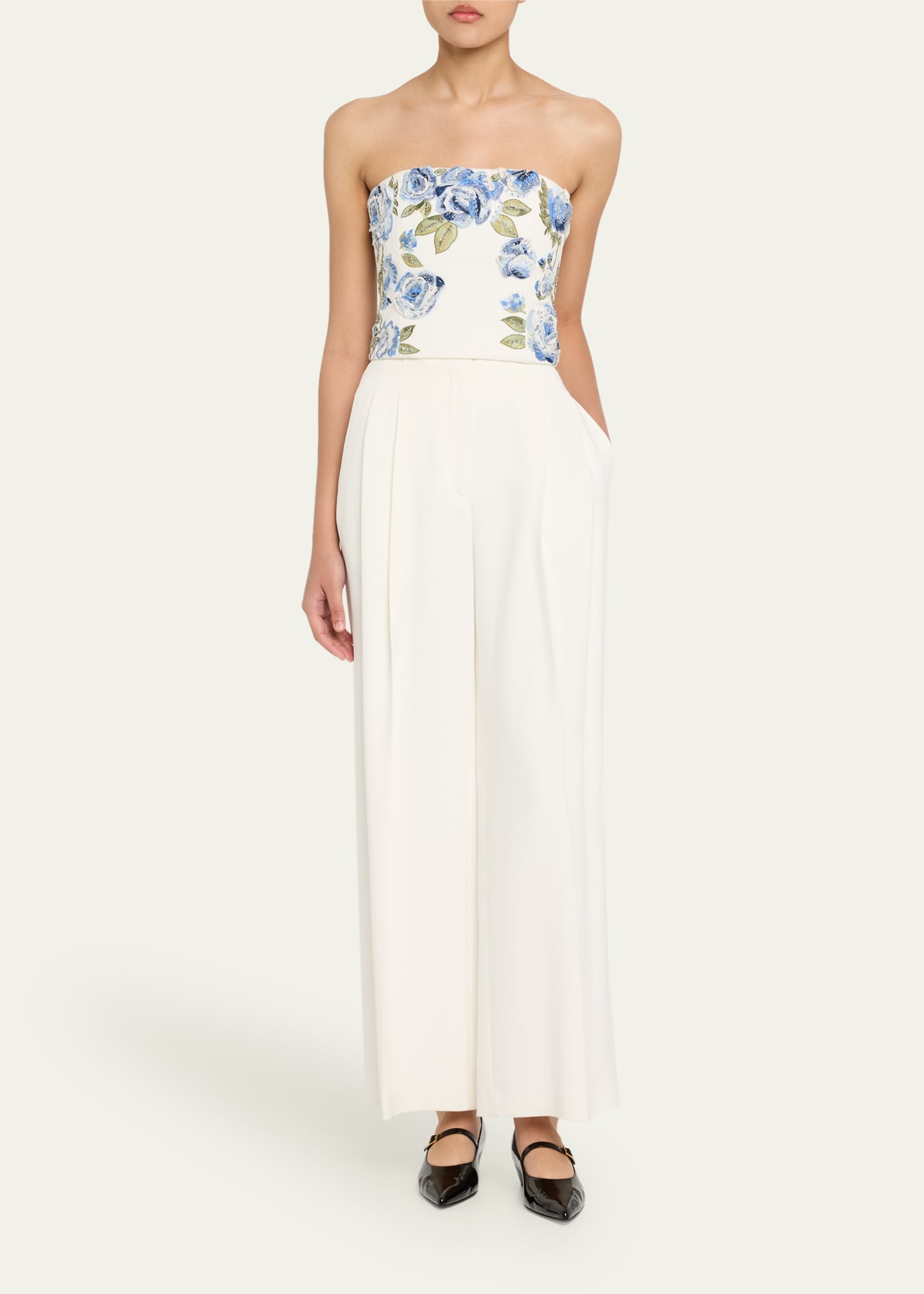 Cece Floral Embellished Cropped Top - 2