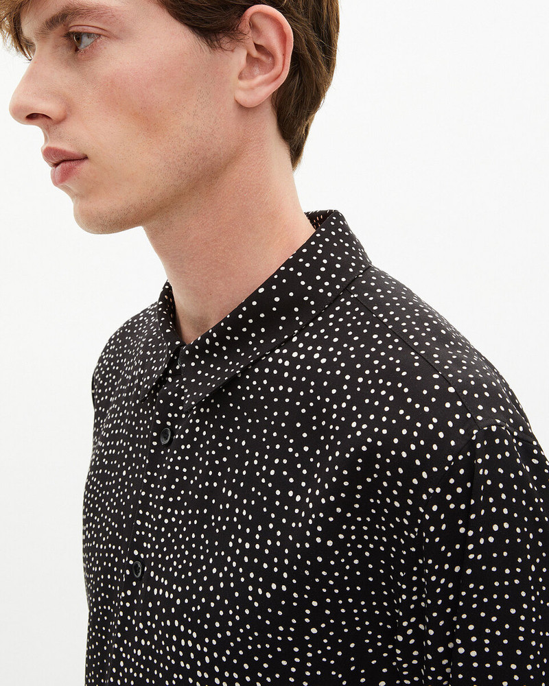 WHITE AND BLACK MICRO DOT PRINT SHIRT 5