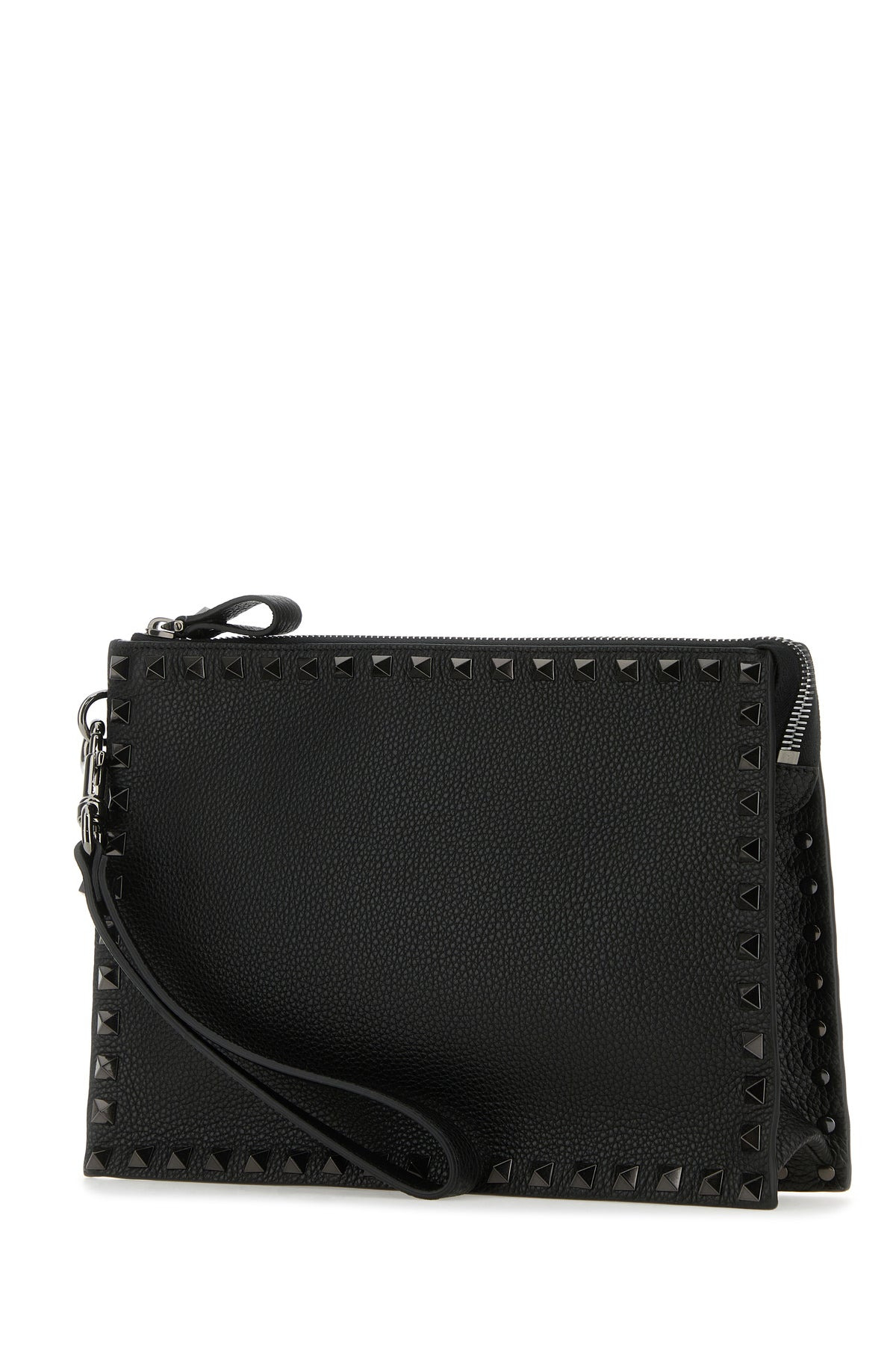 Black leather Rockstud clutch - 2