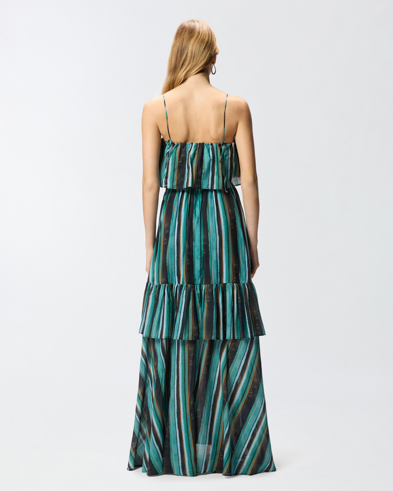 LONG MUSLIN DRESS WITH BRUSHED STRIPED PRINT 5