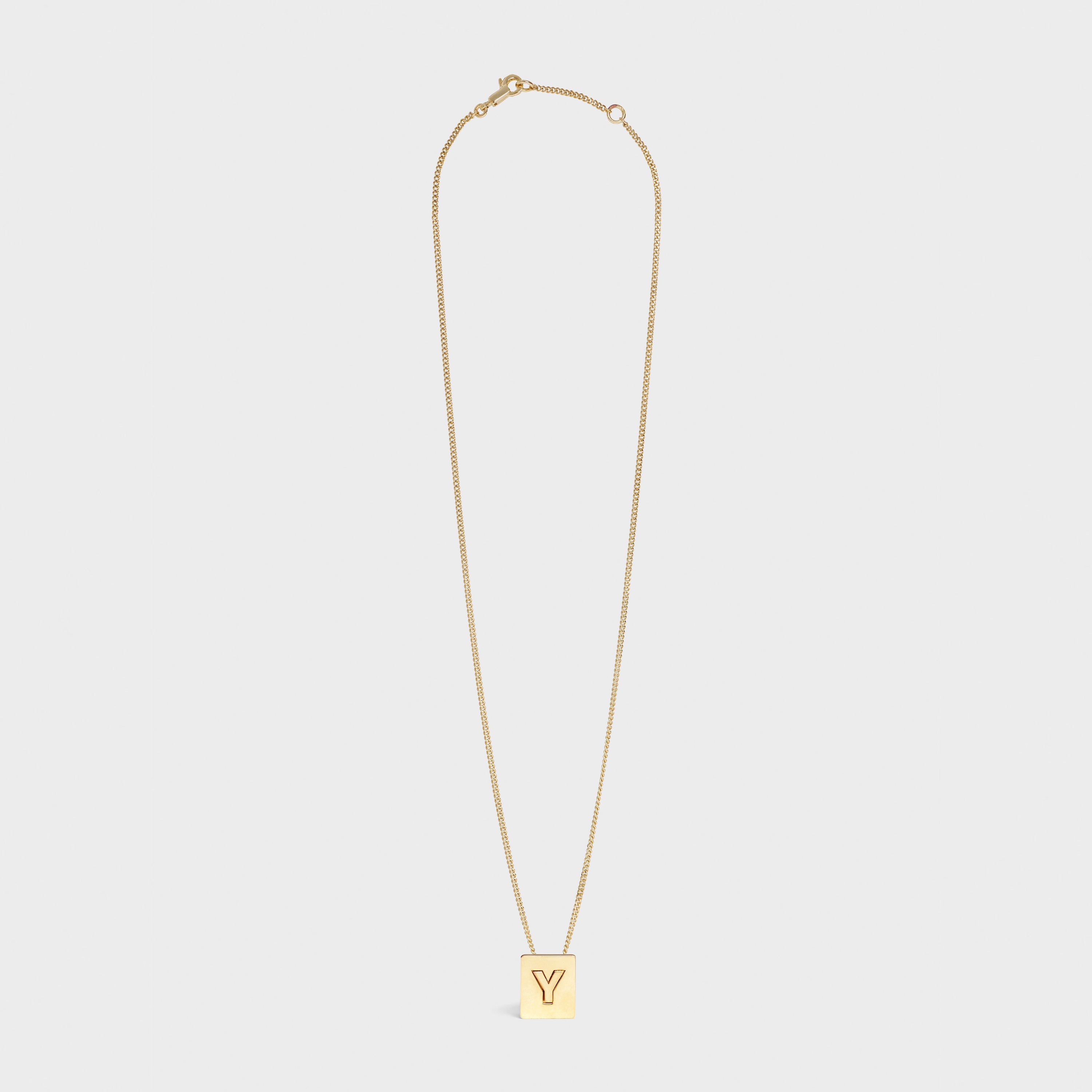 Alphabet Y Necklace in Brass with Gold finish - 2