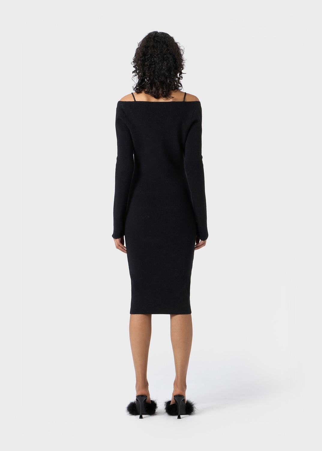 KNITTED MIDI DRESS WITH LACE - 4