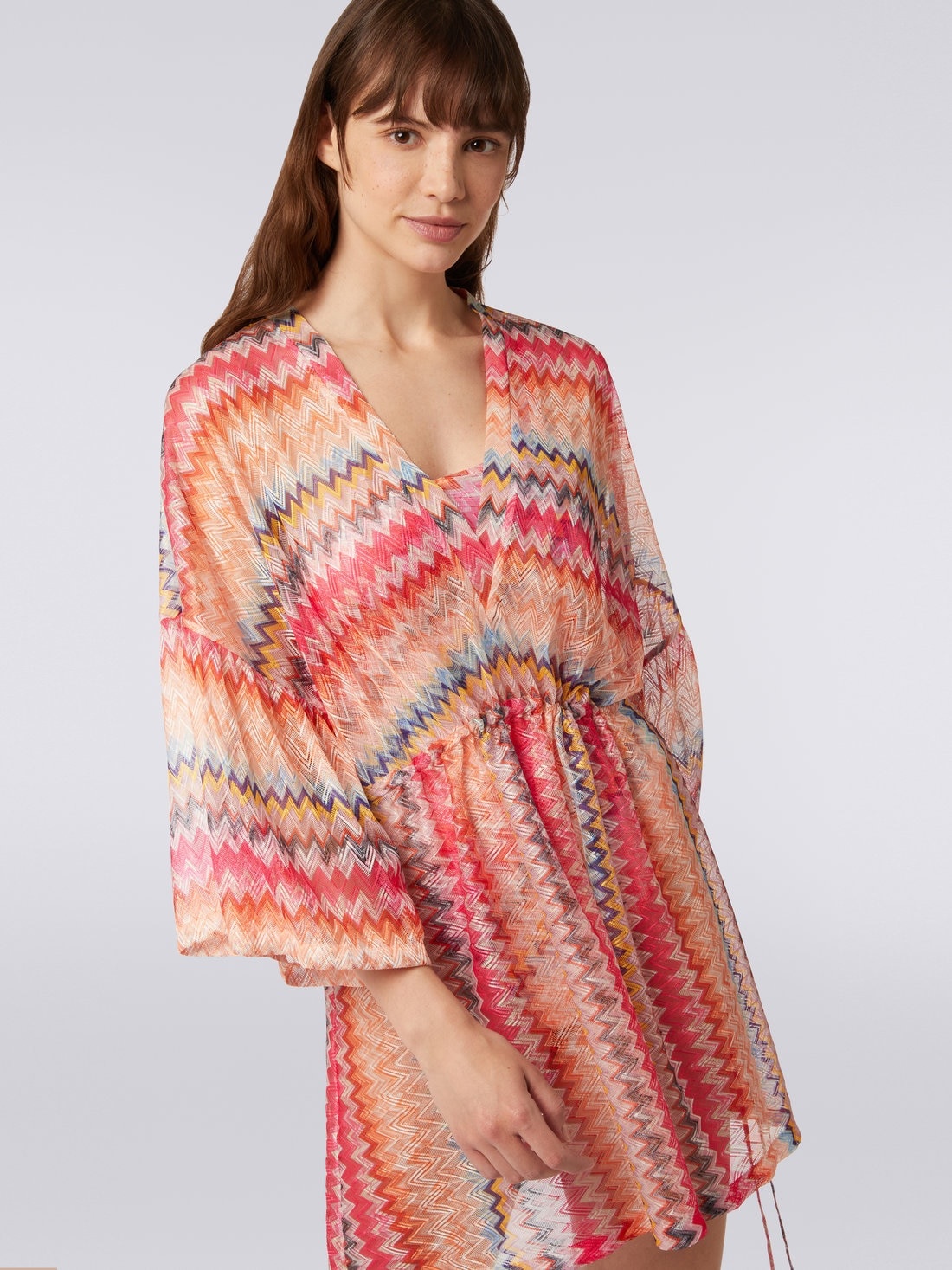 Short chevron viscose tulle cover up - 5