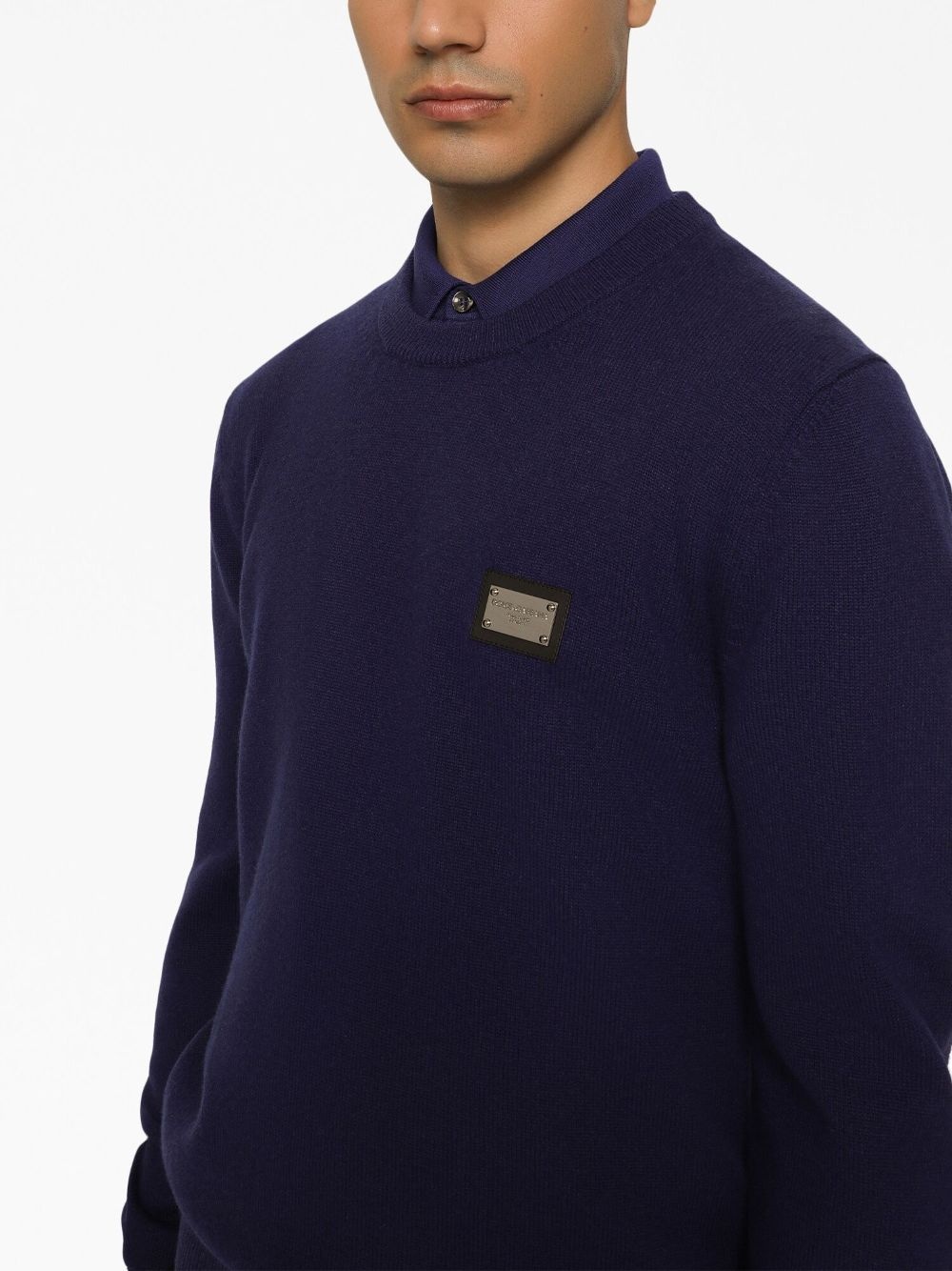 logo-plaque wool jumper - 6