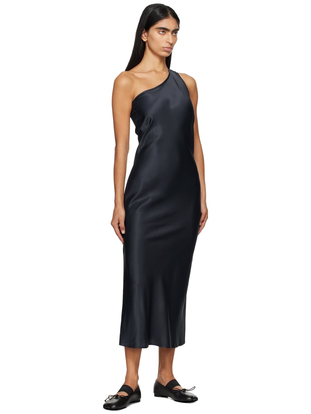 Navy One Strap Dydine Midi Dress - 4