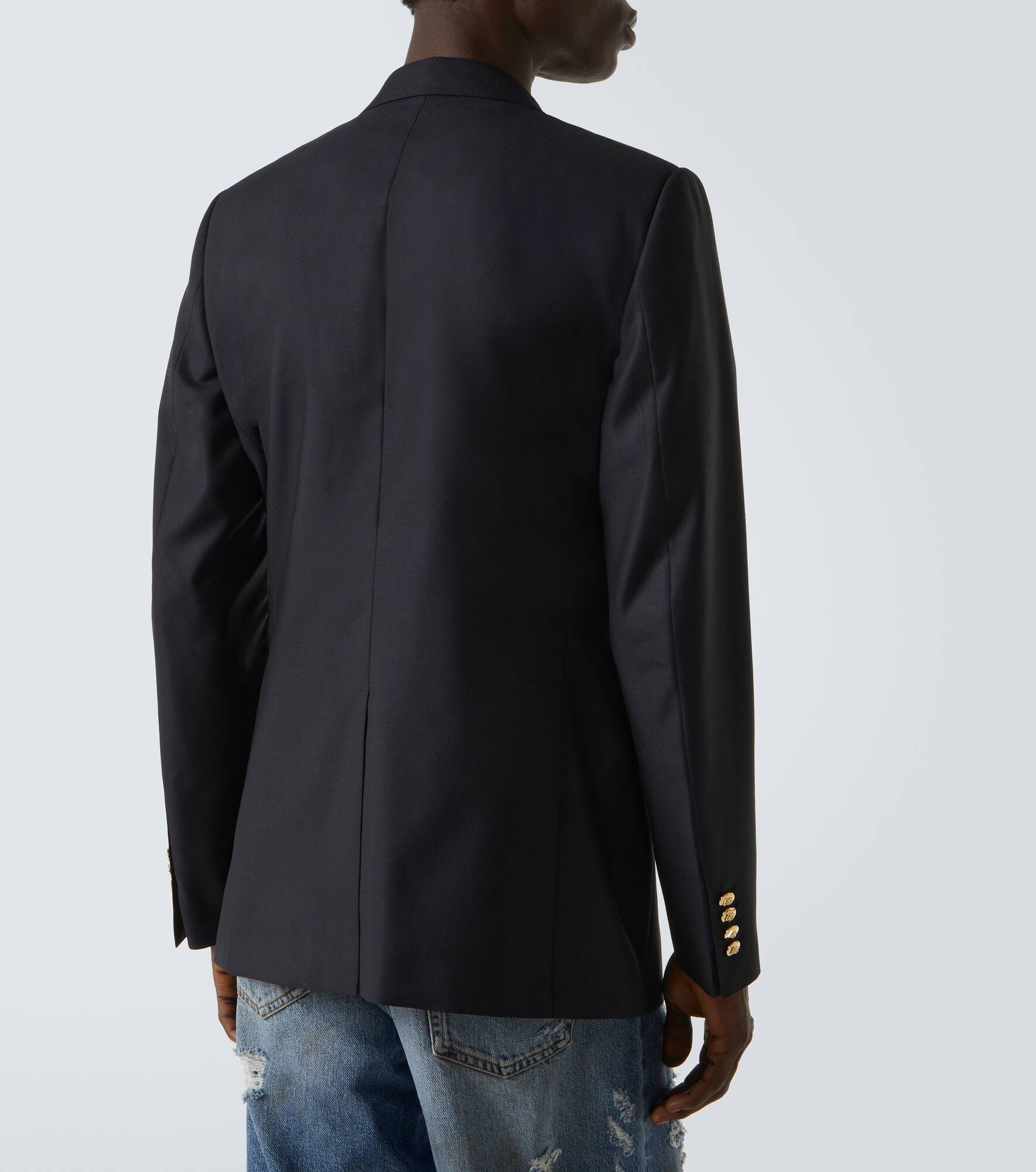 Patch-appliqué wool and silk blazer - 4