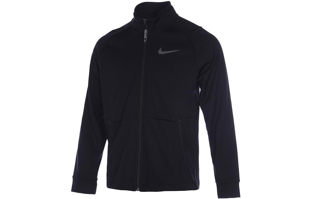 Men's Nike Solid Color Logo Label Zipper Cardigan Stand Collar Long Sleeves Jacket Black DM5941-010 - 3