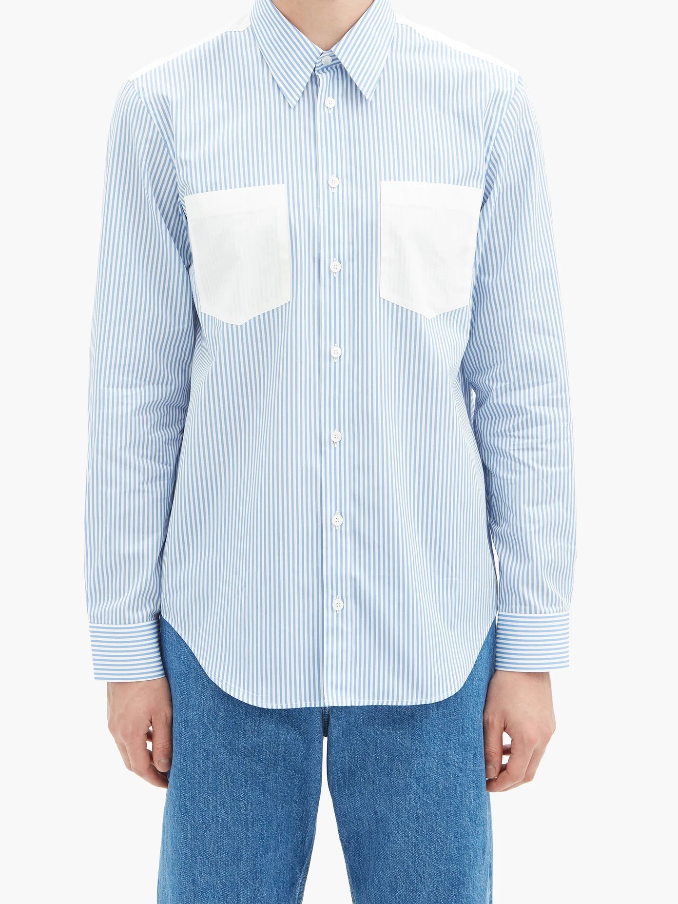 Logo-print striped cotton shirt - 5