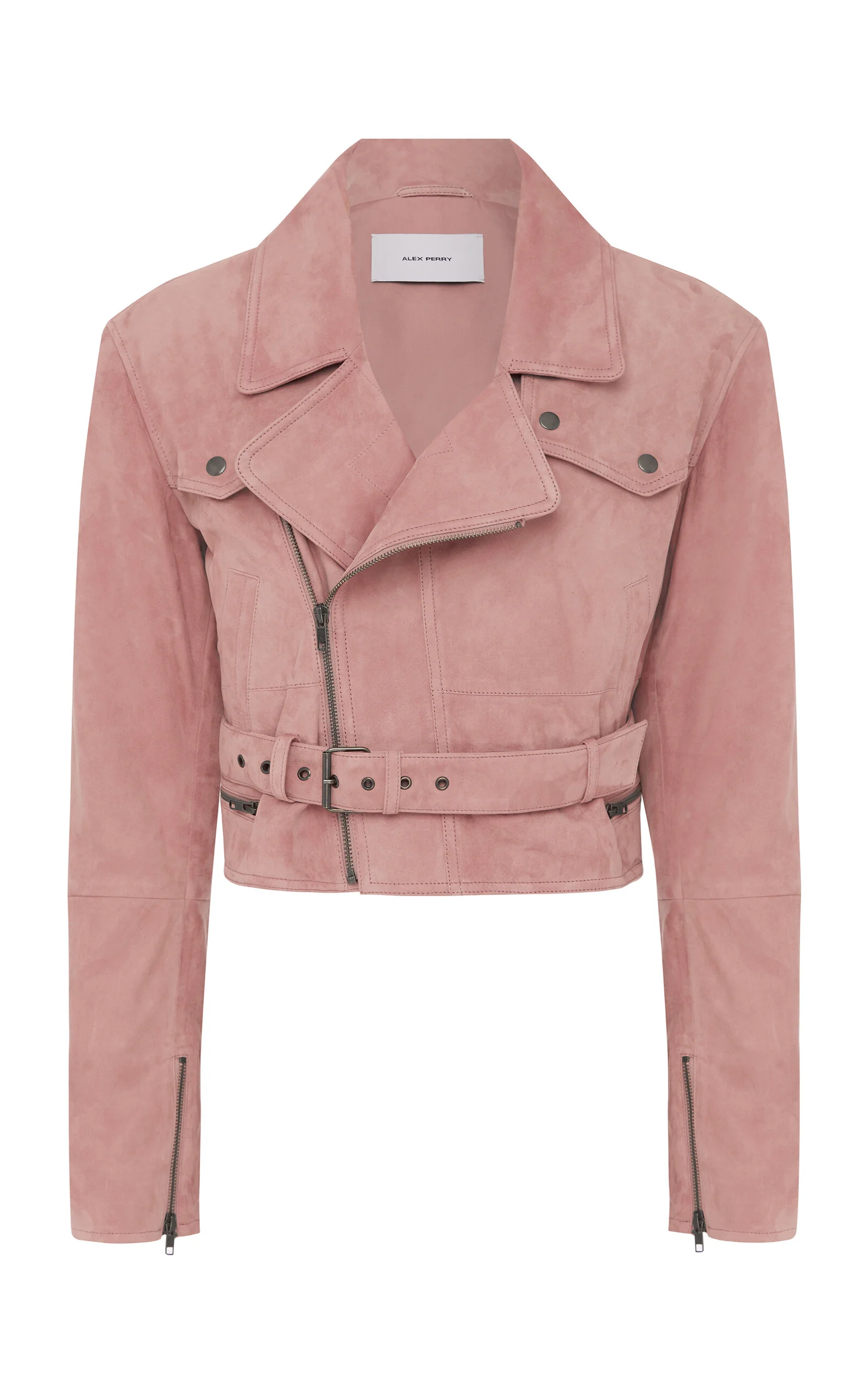 Cropped Suede Biker Jacket pink - 1