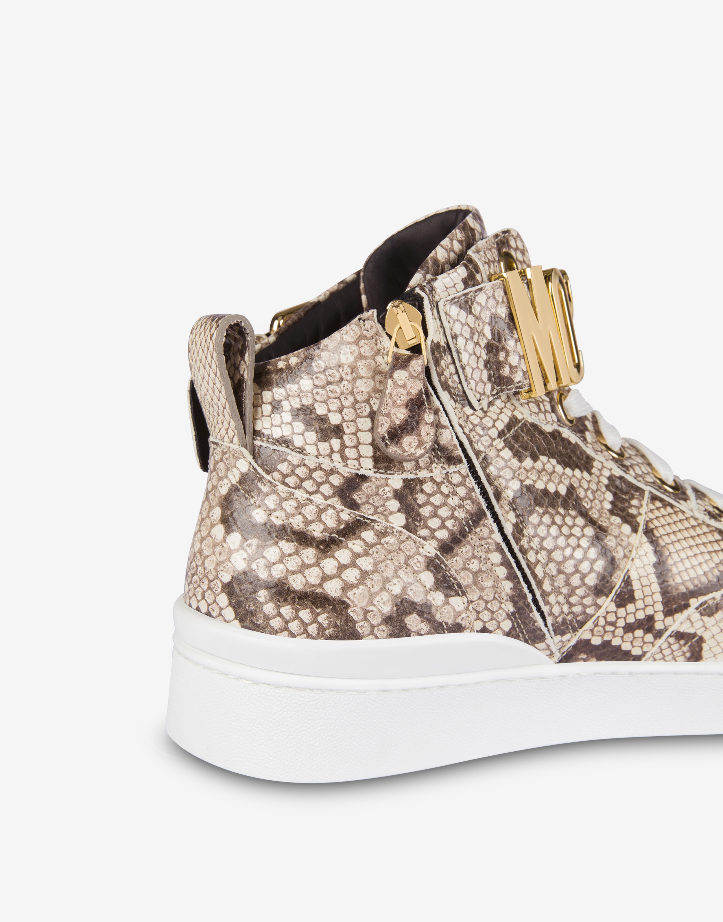 MOSCHINO BASKET PYTHON-PRINT HIGH-TOP SNEAKERS - 4