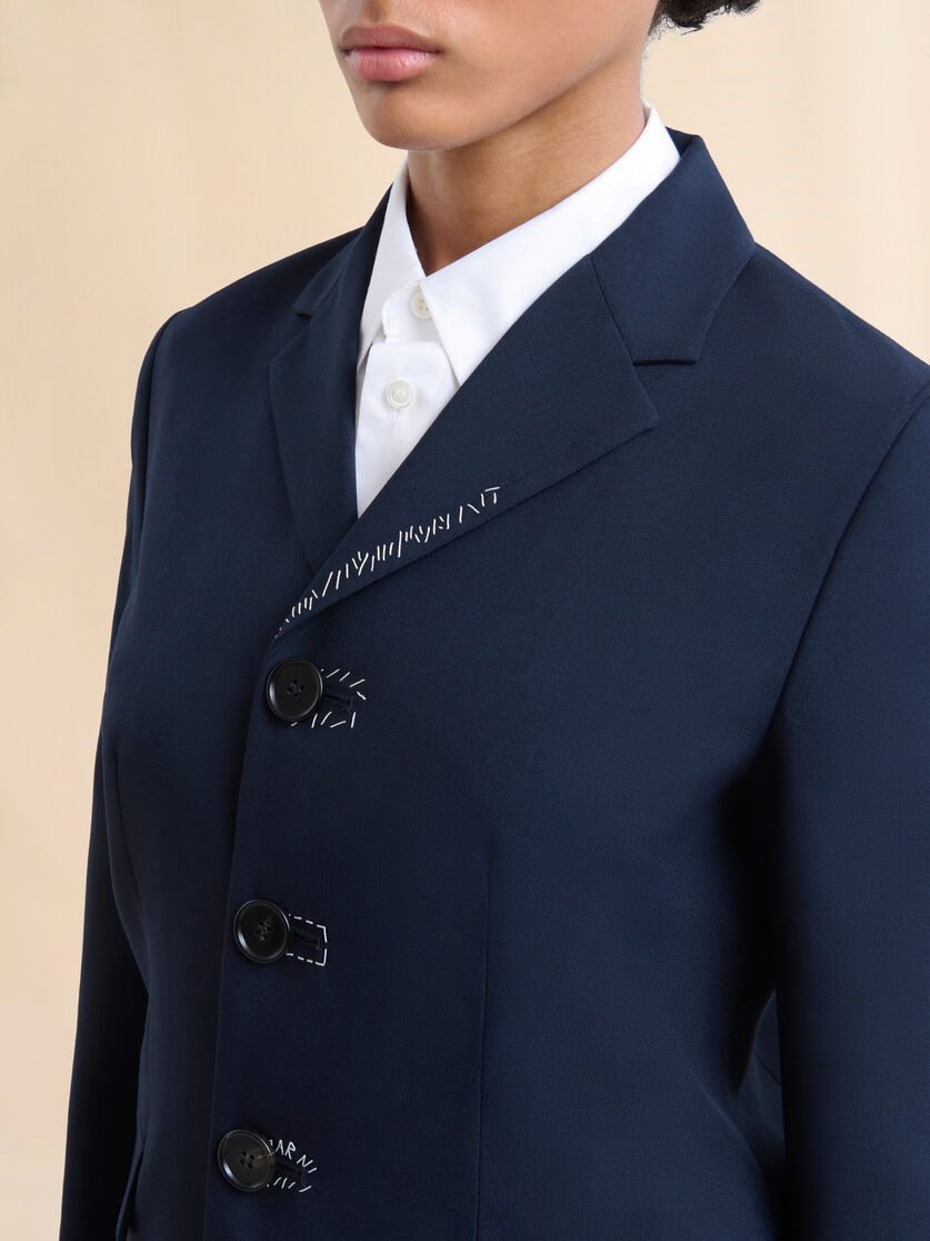 DEEP BLUE TROPICAL WOOL BABY JACKET WITH MARNI MENDING - 4