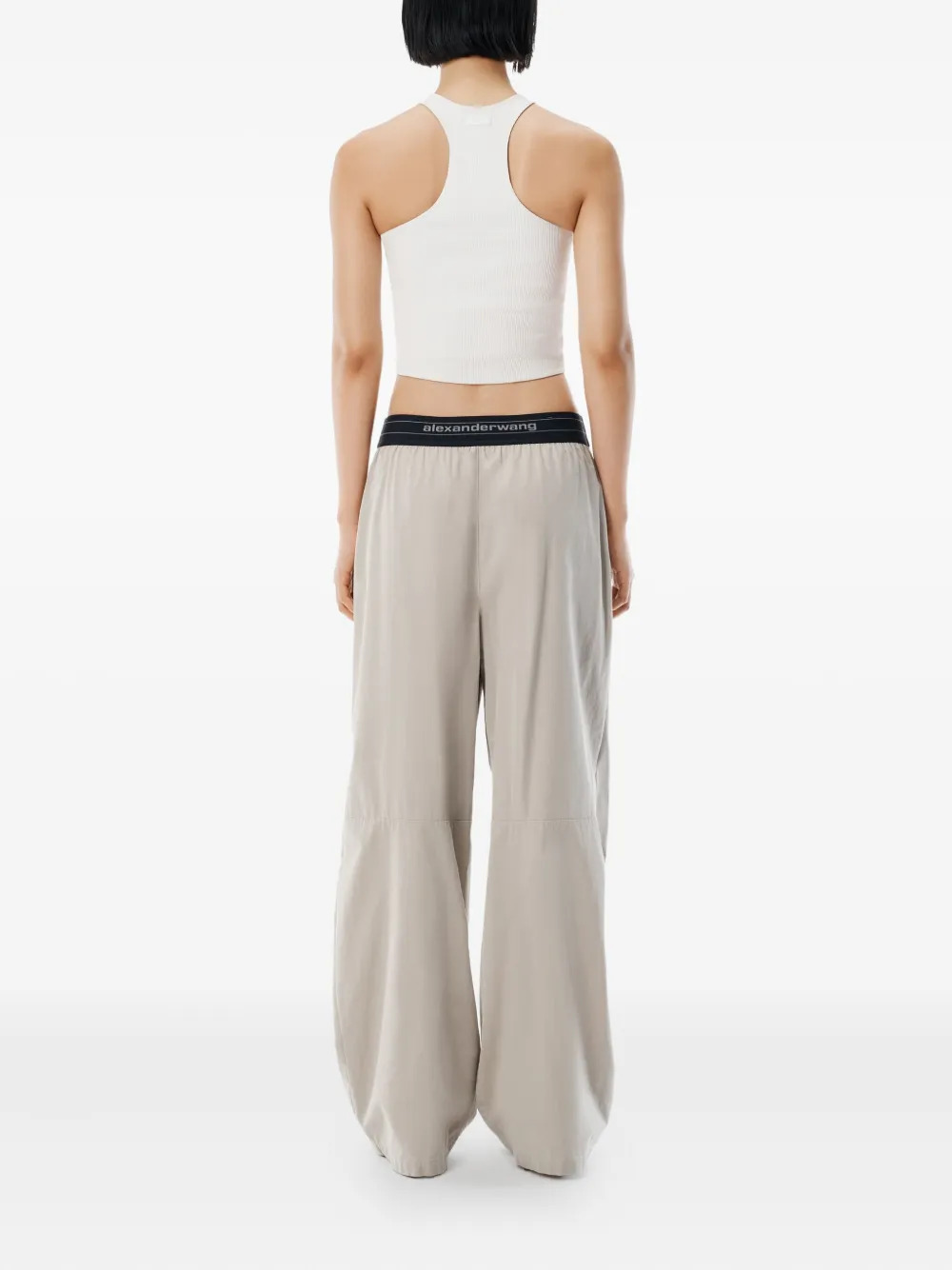ALEXANDER WANG - Women Mid Rise Pleated Knee Logo Elastic Pants - 3