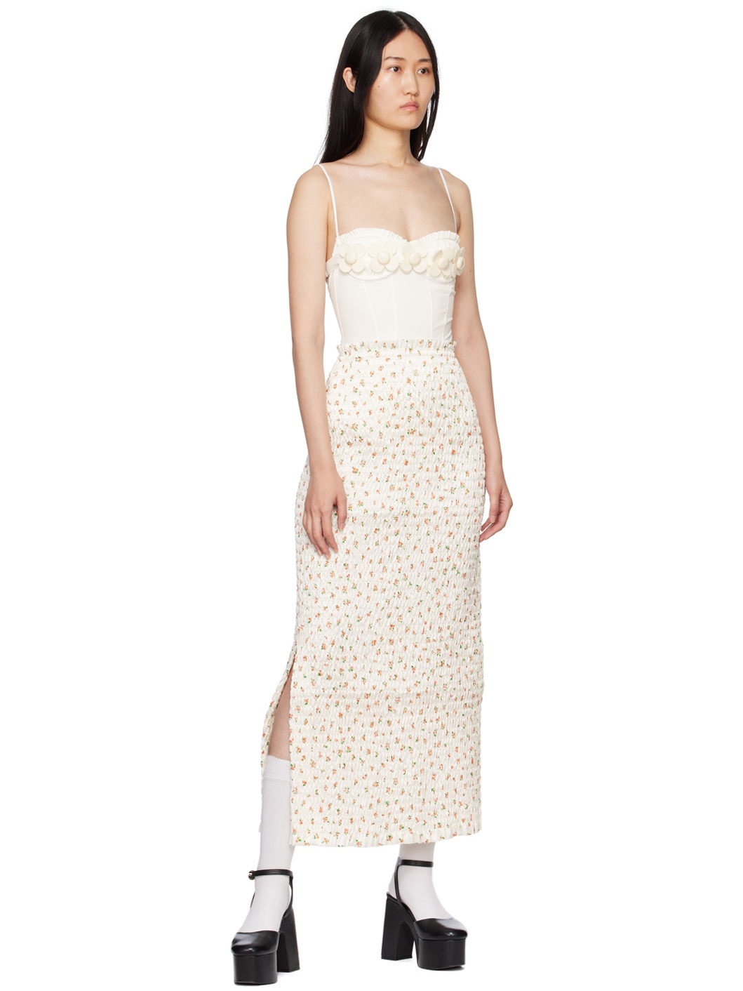 SHUSHU/TONG Off-White Flower Bodysuit | ssense | REVERSIBLE