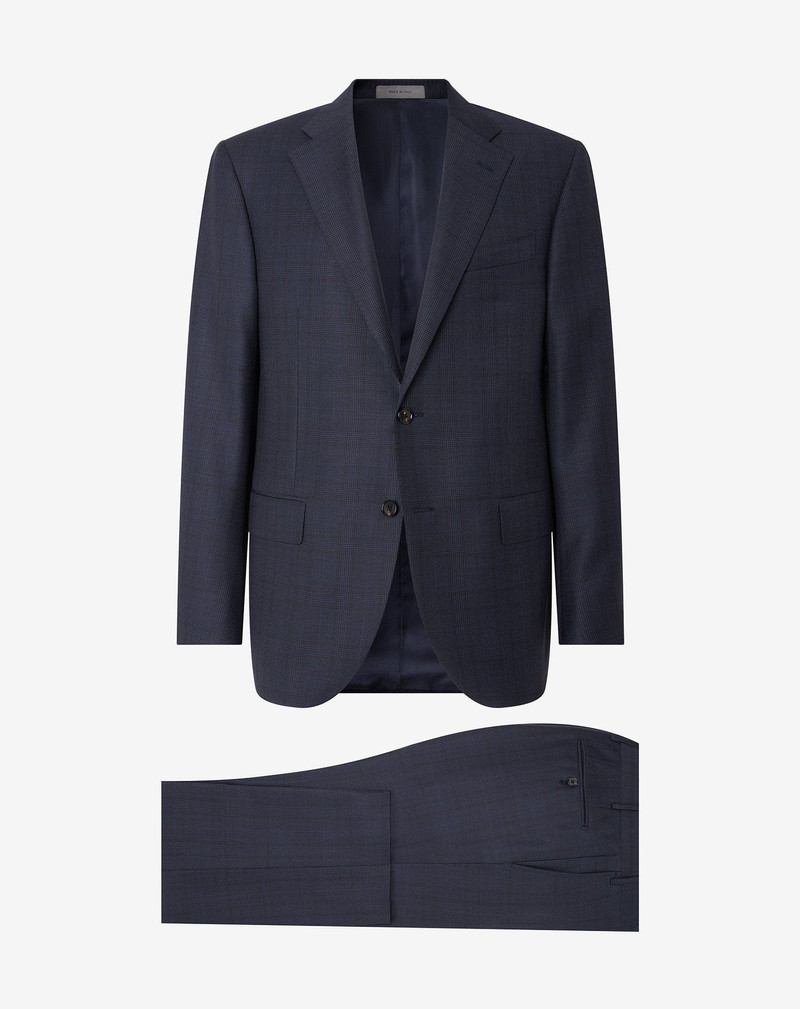 Blue glen plaid wool suit 1