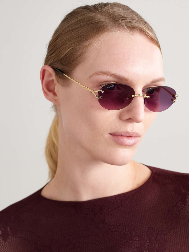 Cartier Rimless round-frame gold-tone sunglasses Gold outlook