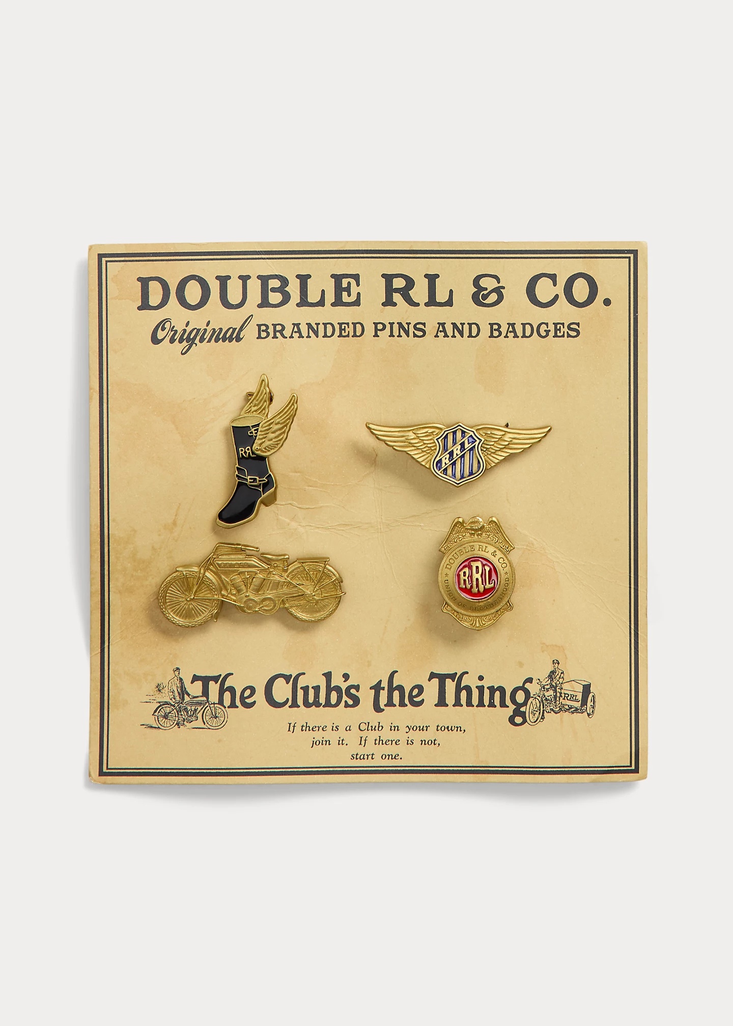 4-Piece Moto Brass Pin Set - 4
