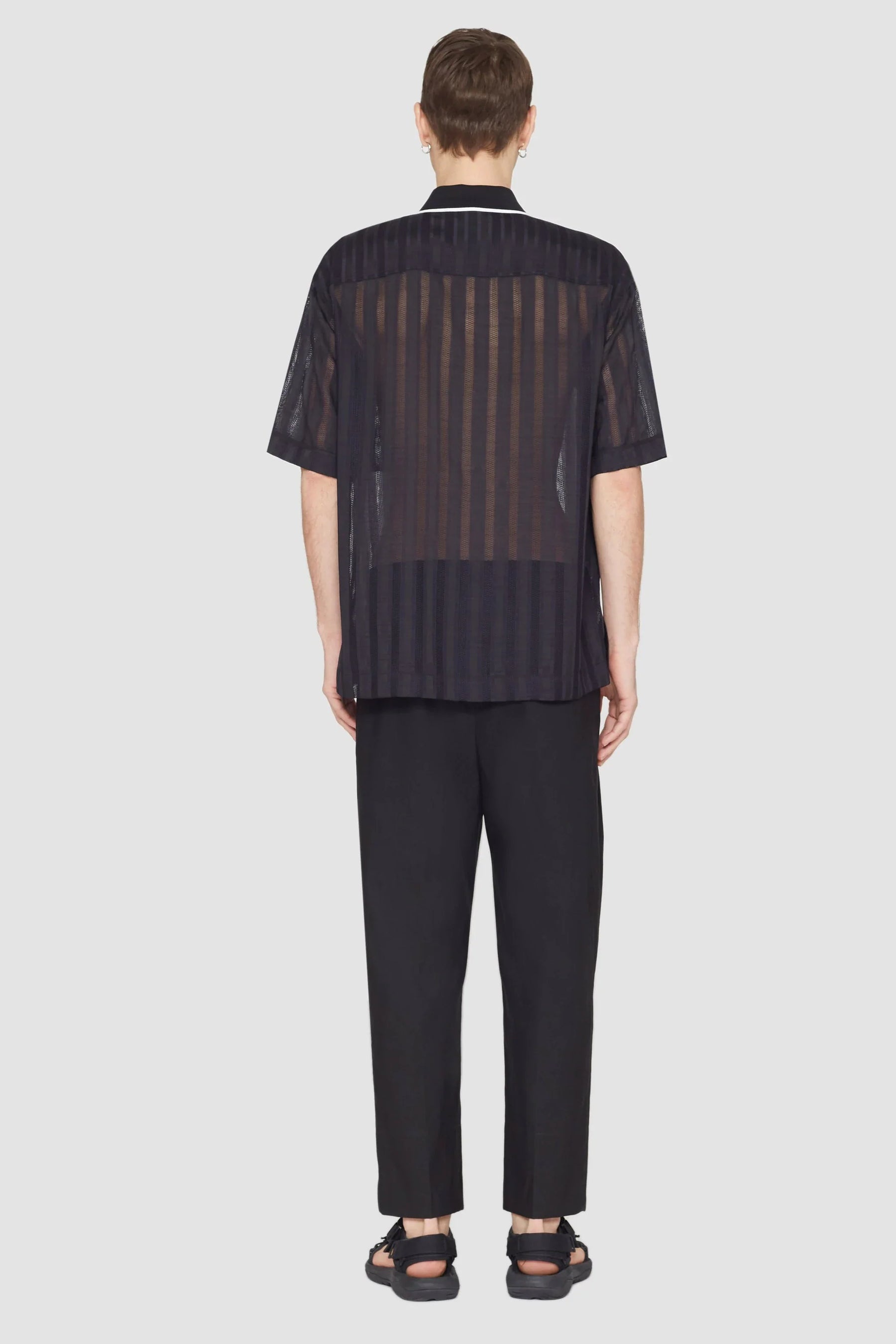 Short Sleeve Sheer Bowling Shirt - 4
