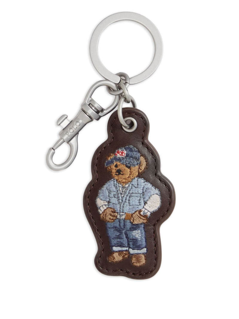 embroidered-polo bear leather key fob 1