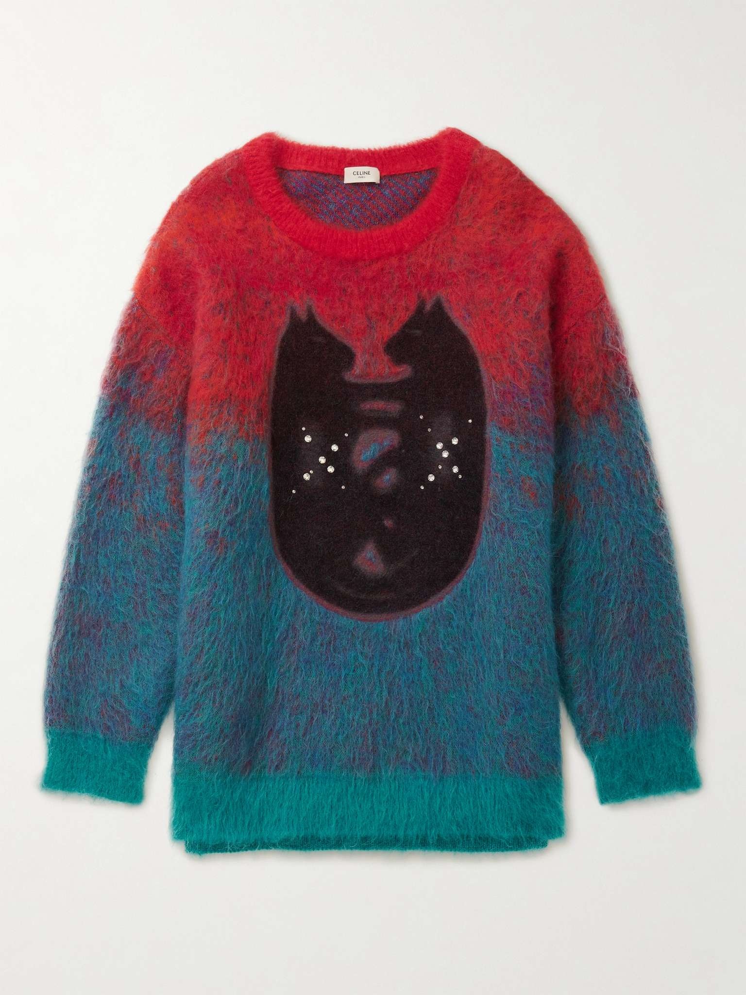 Embellished Appliquéd Dégradé Mohair-Blend Sweater - 1