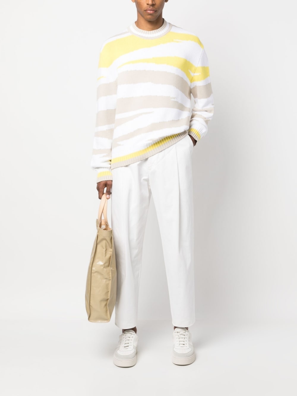 zebra-print crew-neck jumper - 2