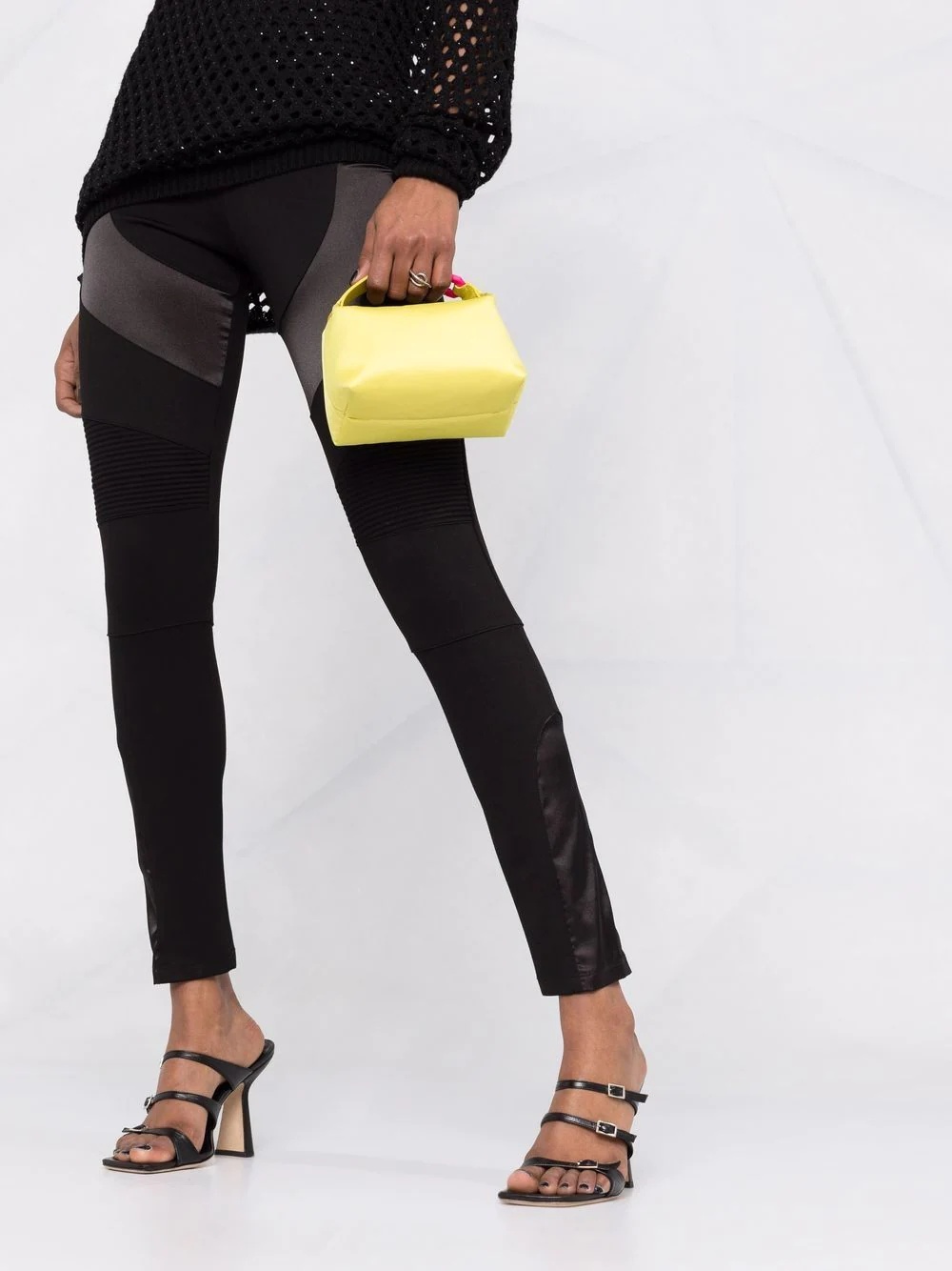 panelled cotton leggings - 3