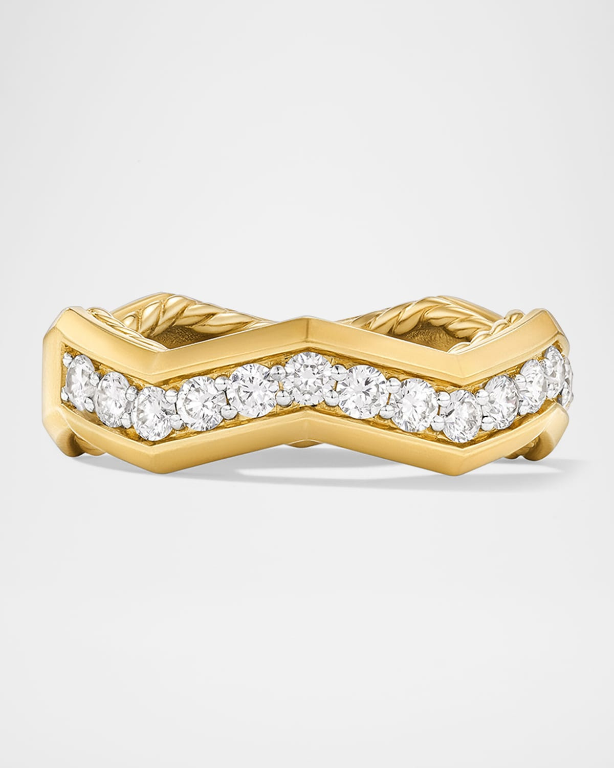 Zig Zag Stax Ring with Diamonds in 18K Gold, 5mm - 3